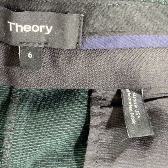 THEORY Women's Textured Knit Pants Blue Stretch Cotton Rayon Blend Size 6 - Picture 8 of 10